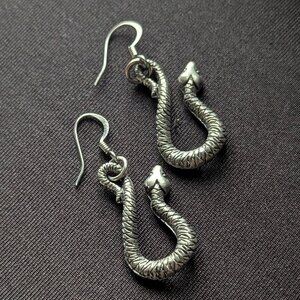 Snake Earrings Silver-Tone Metal Artisan